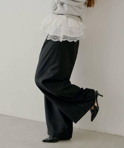 【SALON by Chico】可拆卸荷葉邊寬鬆休閒褲