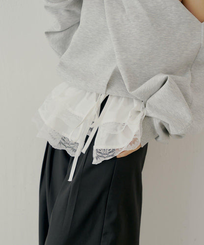 【SALON by Chico】可拆卸荷葉邊寬鬆休閒褲