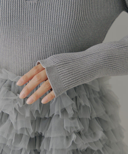 【SALON by Chico】荷葉邊層疊翻領迷你連衣裙