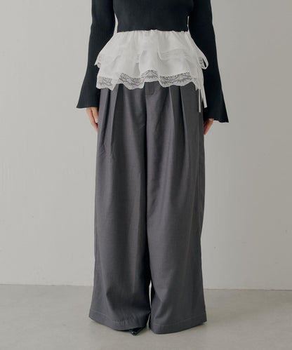 【SALON by Chico】可拆卸荷葉邊寬鬆休閒褲