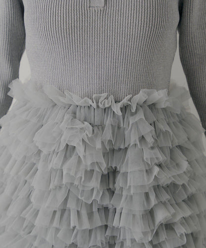 【SALON by Chico】荷葉邊層疊翻領迷你連衣裙