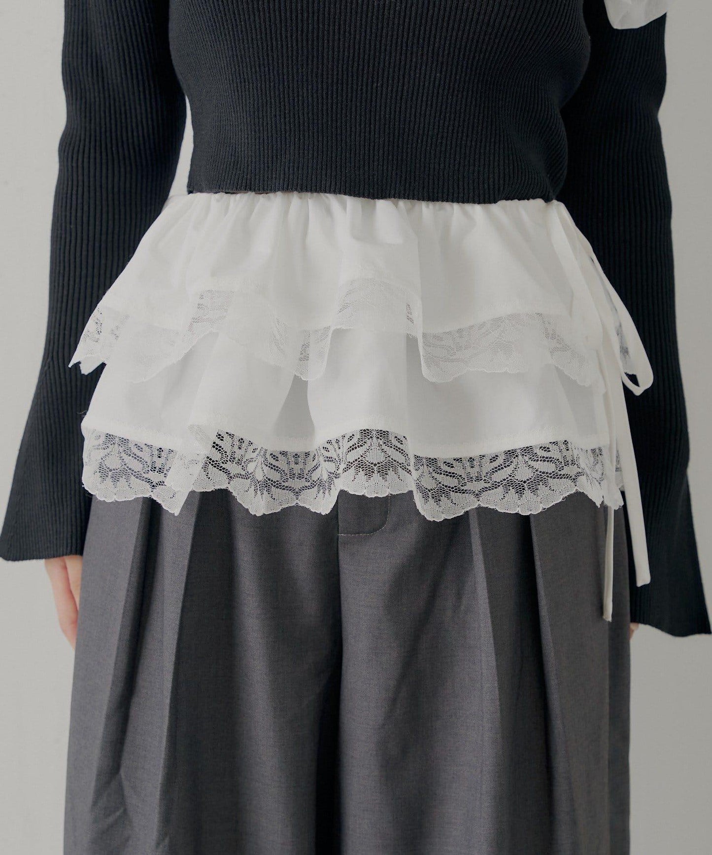 【SALON by Chico】可拆卸荷葉邊寬鬆休閒褲