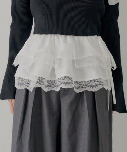 【SALON by Chico】可拆卸荷葉邊寬鬆休閒褲