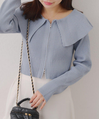 顯瘦顯華麗【RMAF】大翻領拉鍊開衫