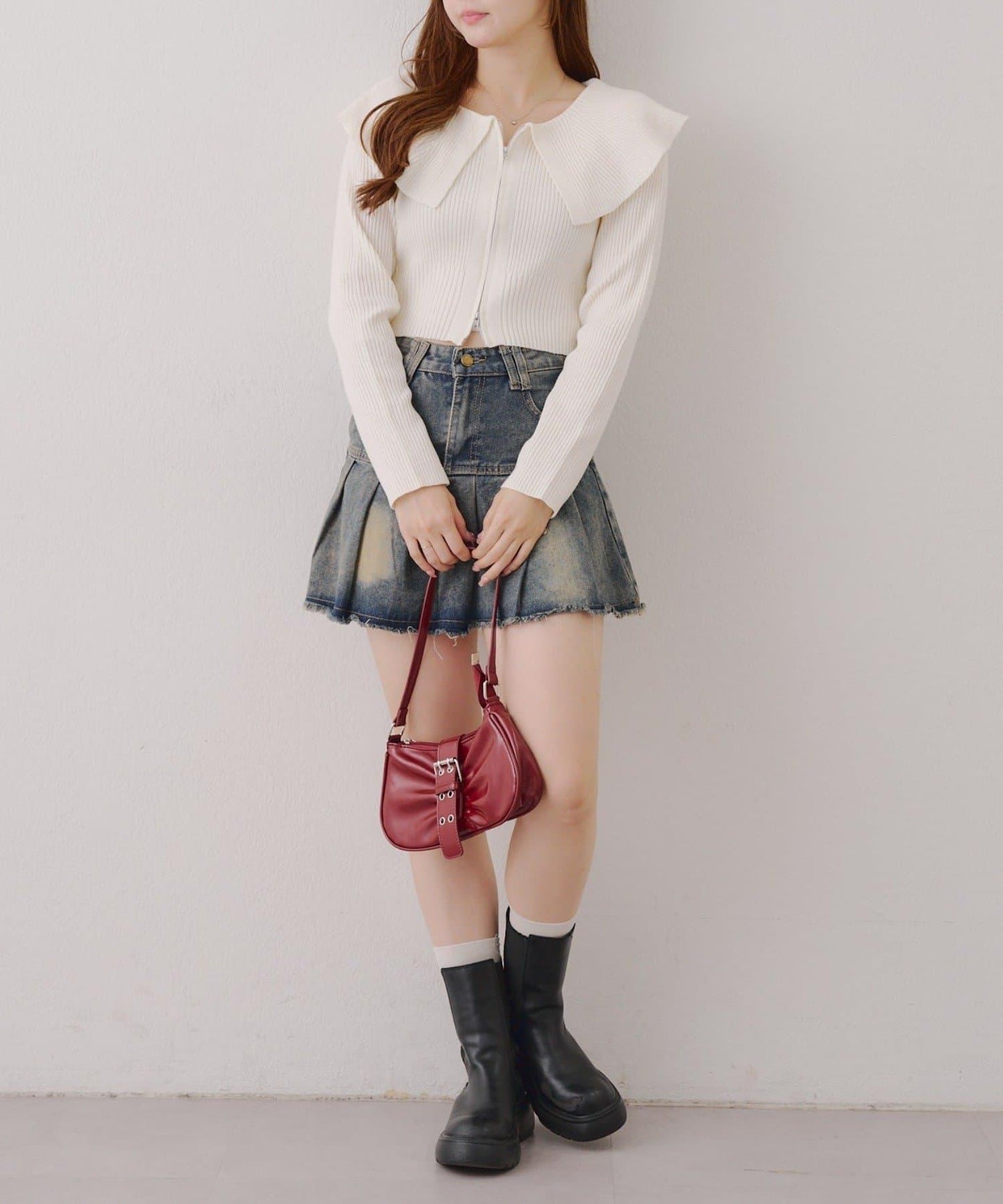 顯瘦顯華麗【RMAF】大翻領拉鍊開衫