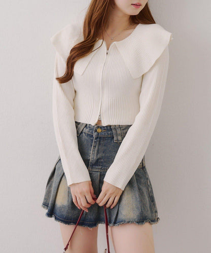 顯瘦顯華麗【RMAF】大翻領拉鍊開衫