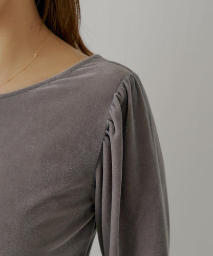 【Chico】荷葉邊吊帶+天鵝絨上衣套裝