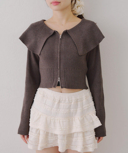 顯瘦顯華麗【RMAF】大翻領拉鍊開衫