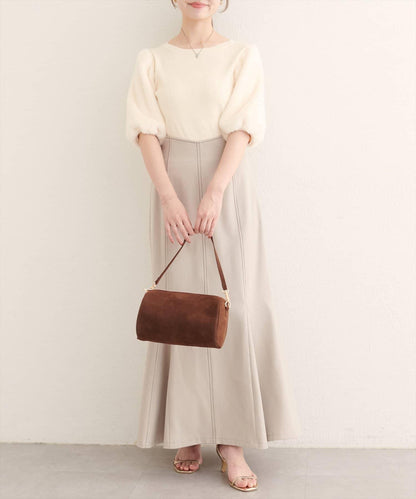 拼接毛絨袖口羅紋針織套頭衫