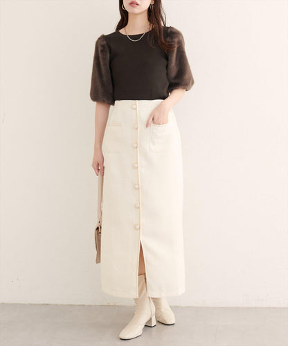 拼接毛絨袖口羅紋針織套頭衫