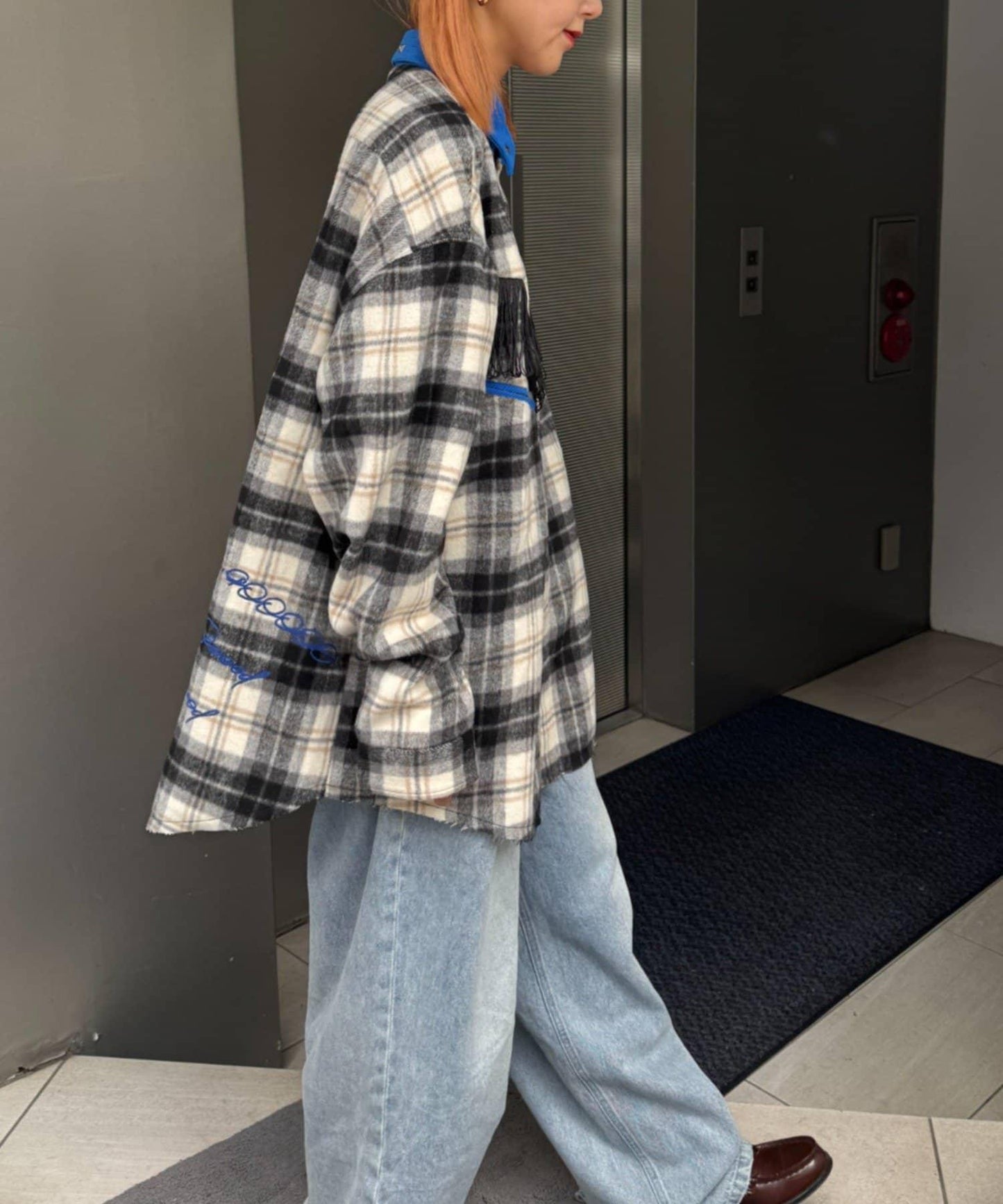 【SOUNDS GOOOOD】法蘭絨格紋刺繡流蘇連帽西部風襯衫