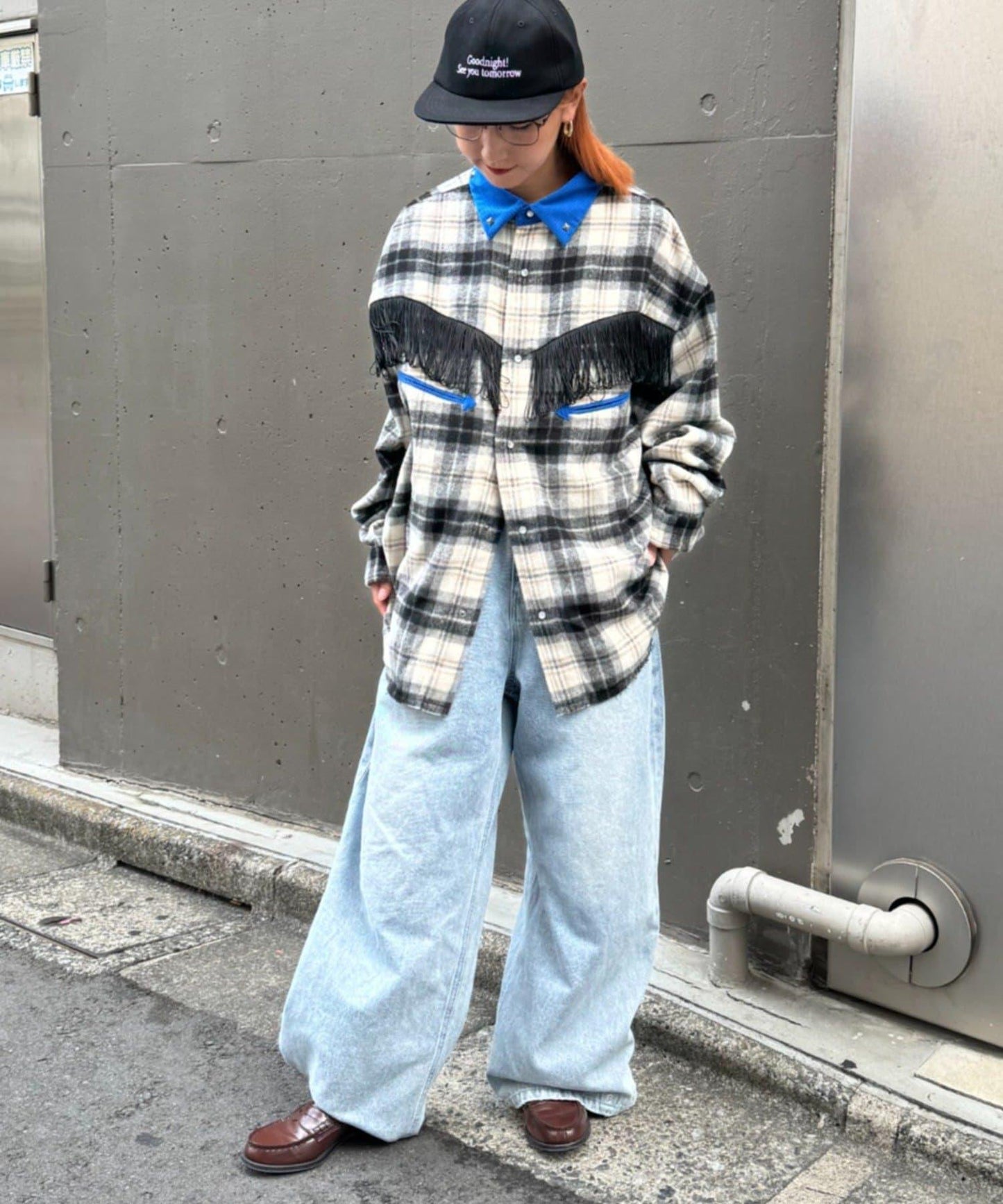 【SOUNDS GOOOOD】法蘭絨格紋刺繡流蘇連帽西部風襯衫