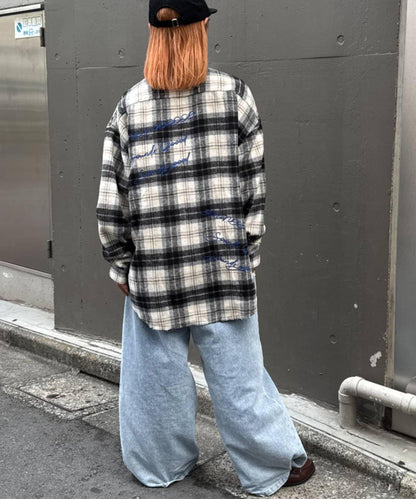 【SOUNDS GOOOOD】法蘭絨格紋刺繡流蘇連帽西部風襯衫