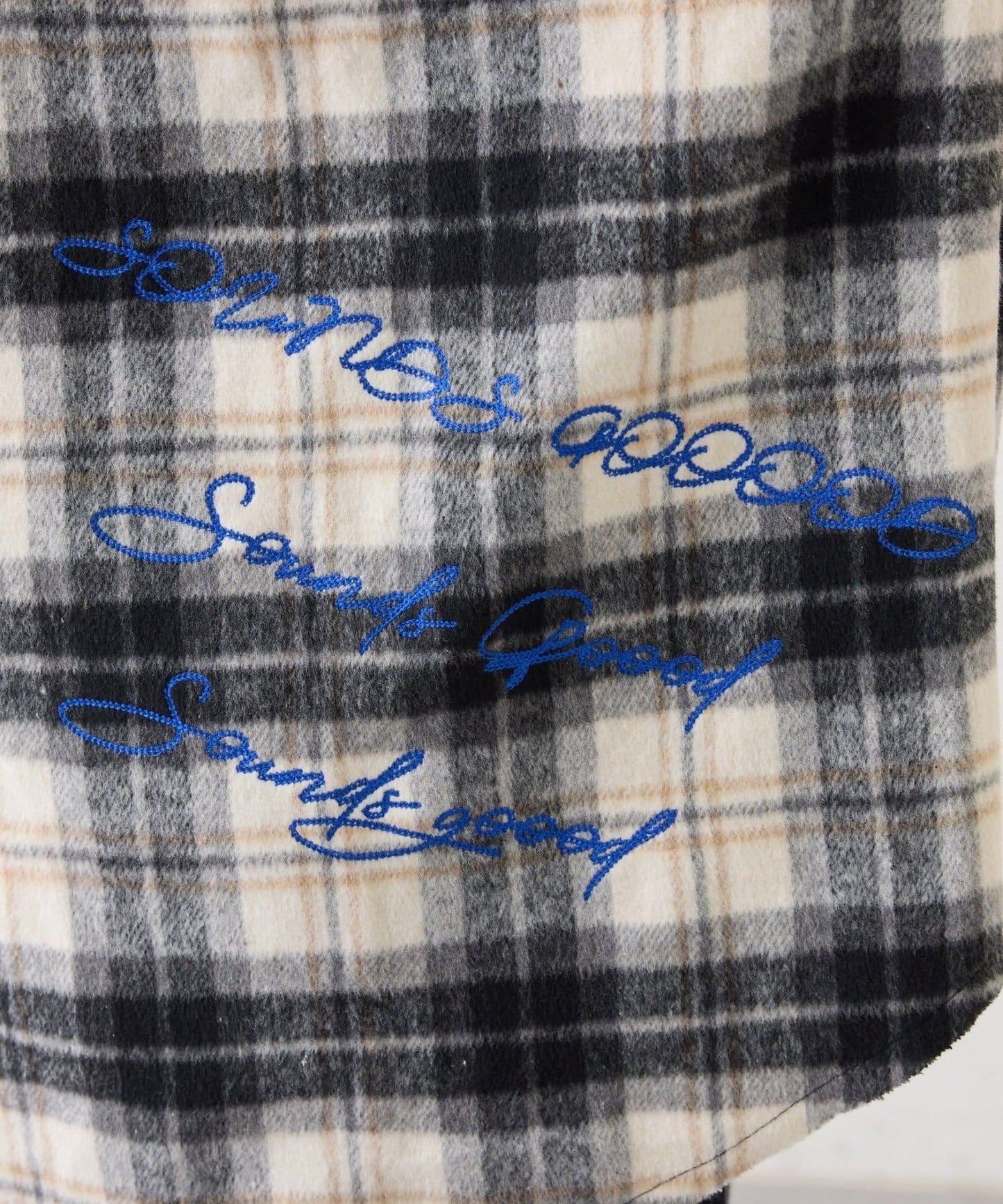 【SOUNDS GOOOOD】法蘭絨格紋刺繡流蘇連帽西部風襯衫