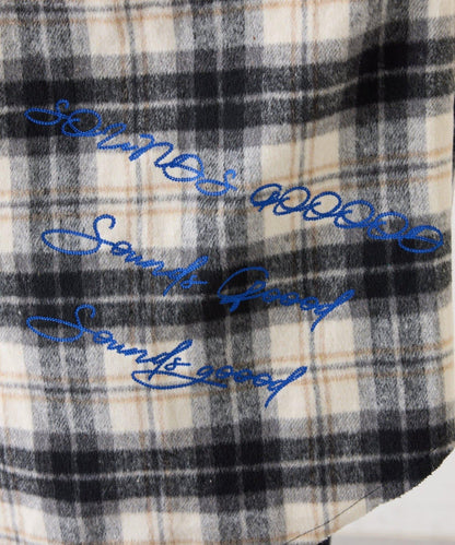 【SOUNDS GOOOOD】法蘭絨格紋刺繡流蘇連帽西部風襯衫