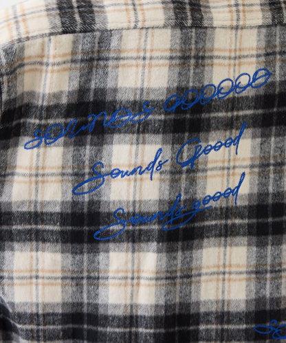 【SOUNDS GOOOOD】法蘭絨格紋刺繡流蘇連帽西部風襯衫