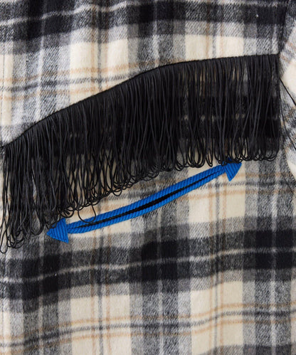 【SOUNDS GOOOOD】法蘭絨格紋刺繡流蘇連帽西部風襯衫