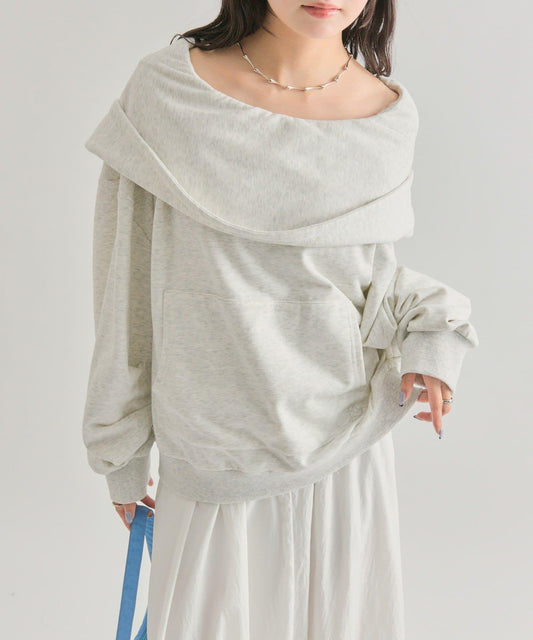 連帽一字肩衛衣