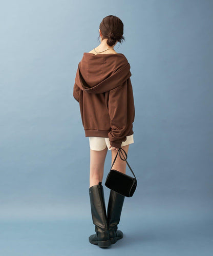 連帽一字肩衛衣