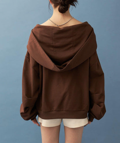 連帽一字肩衛衣