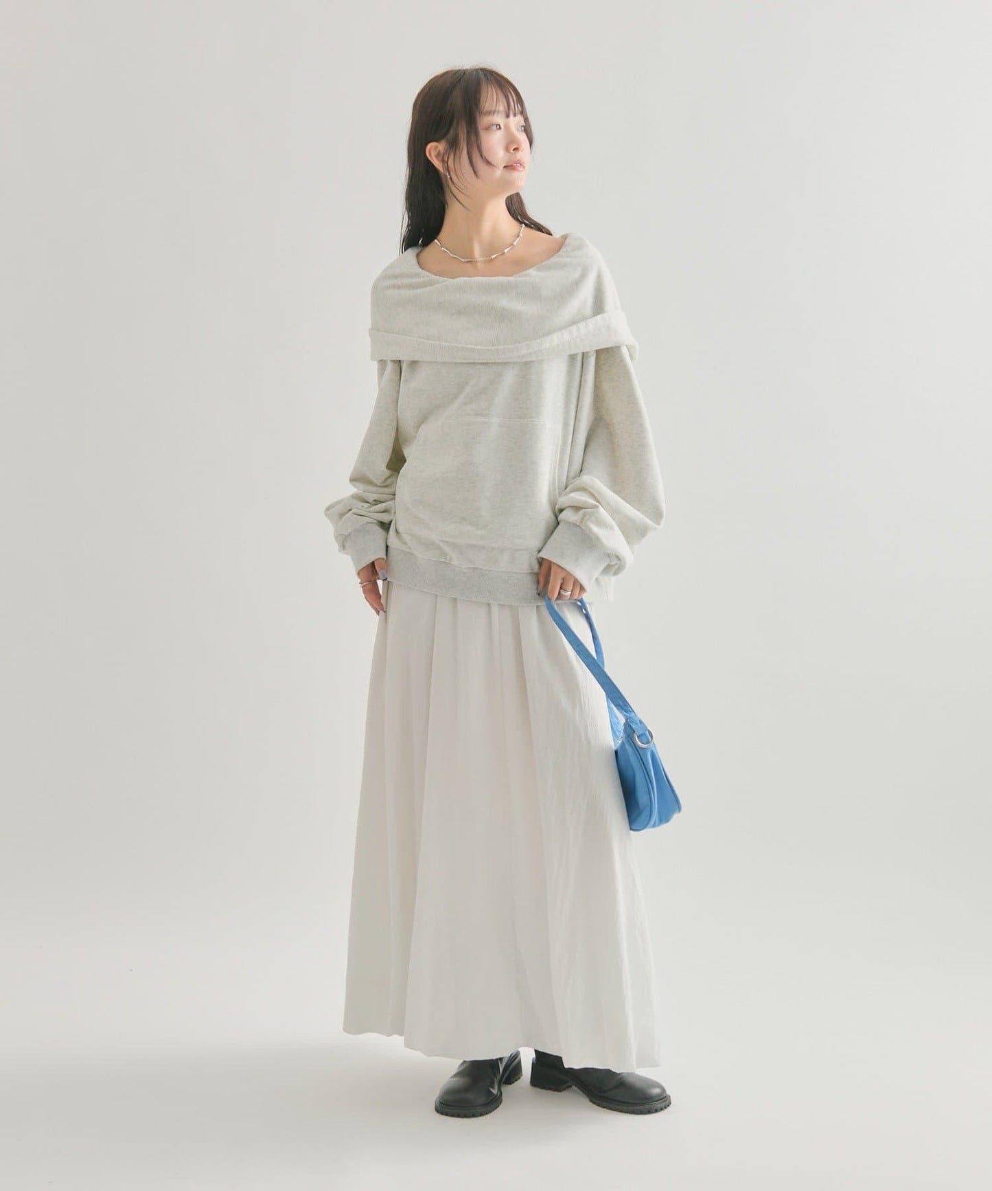 連帽一字肩衛衣