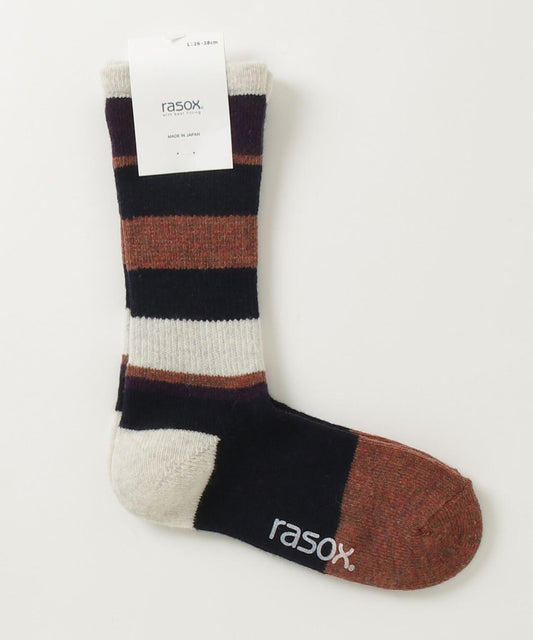 RASOX/ラソックス 多色條紋羊毛中筒襪