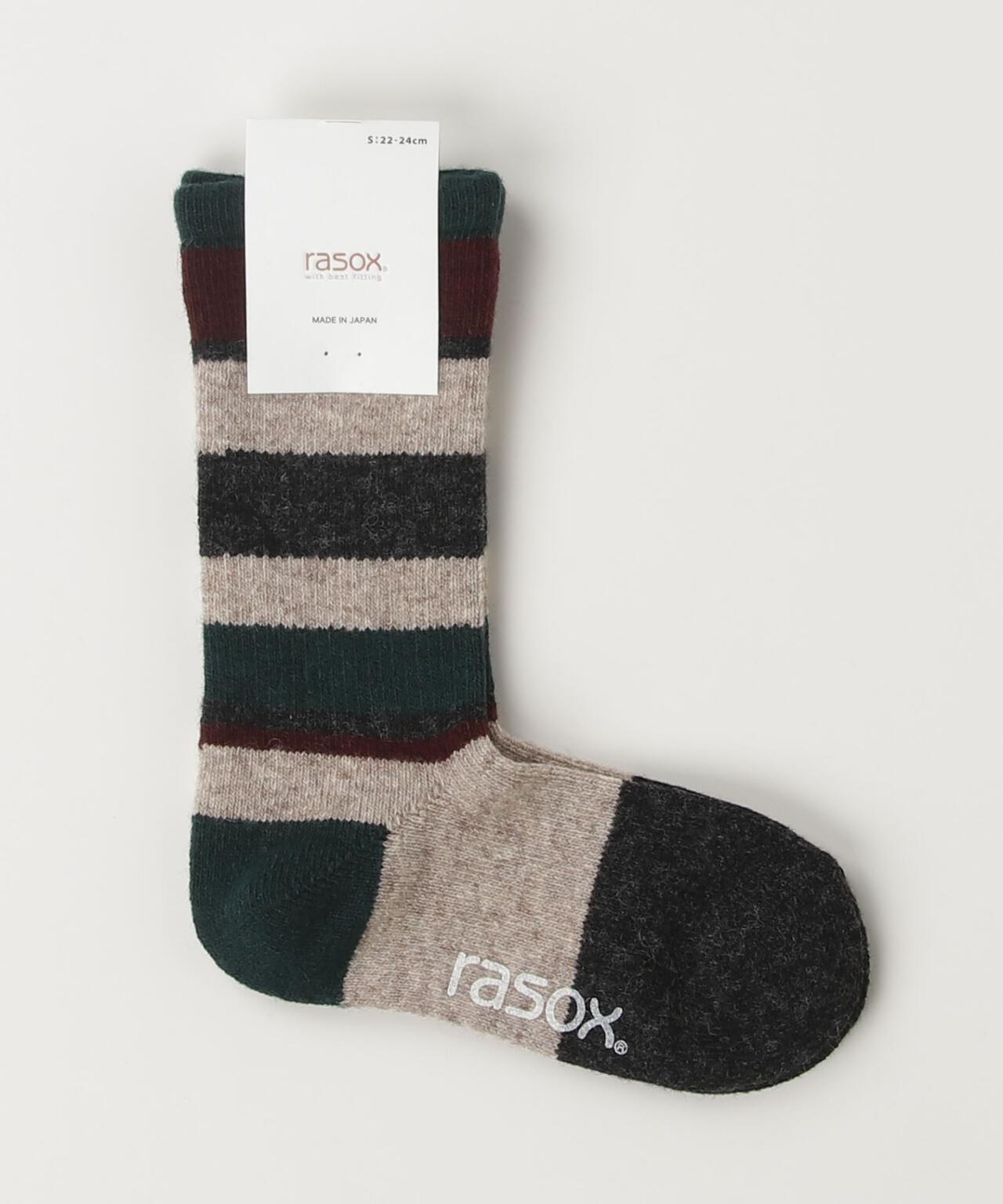 RASOX/ラソックス 多色條紋羊毛中筒襪