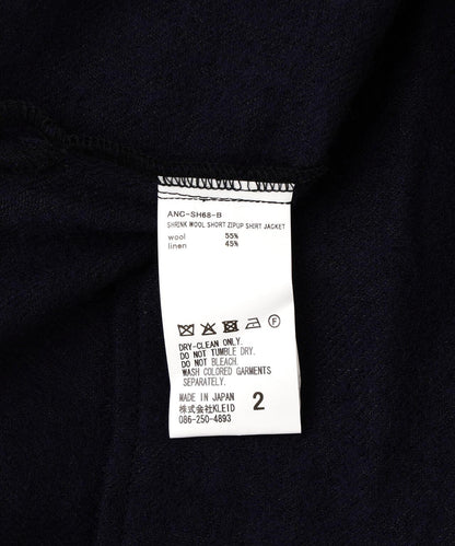 ANCELLM/SHRINK羊毛短款拉鍊襯衫夾克