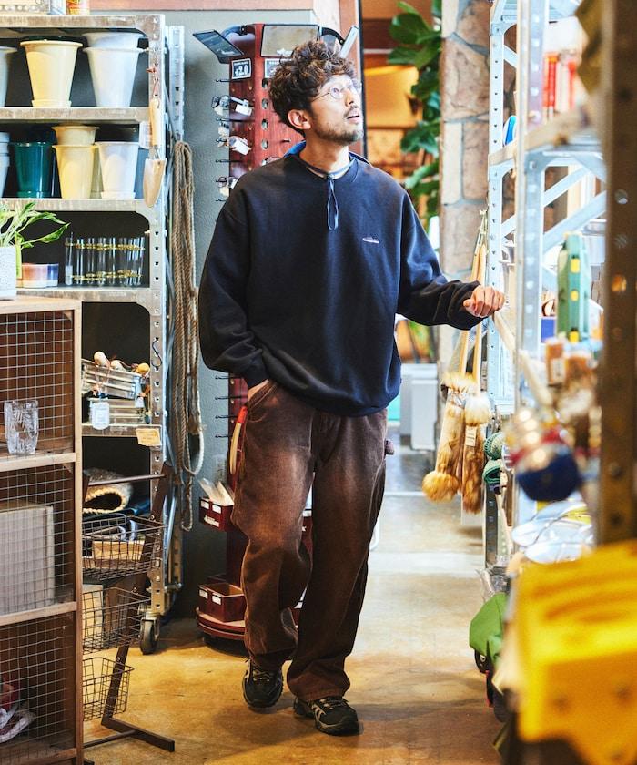 THOUSAND MILE×FREAK'S STORE/THOUSAND MILE特別款寬鬆版型單點刺繡圓領衛衣
