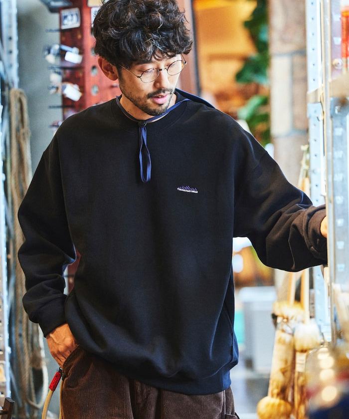 THOUSAND MILE×FREAK'S STORE/THOUSAND MILE特別款寬鬆版型單點刺繡圓領衛衣