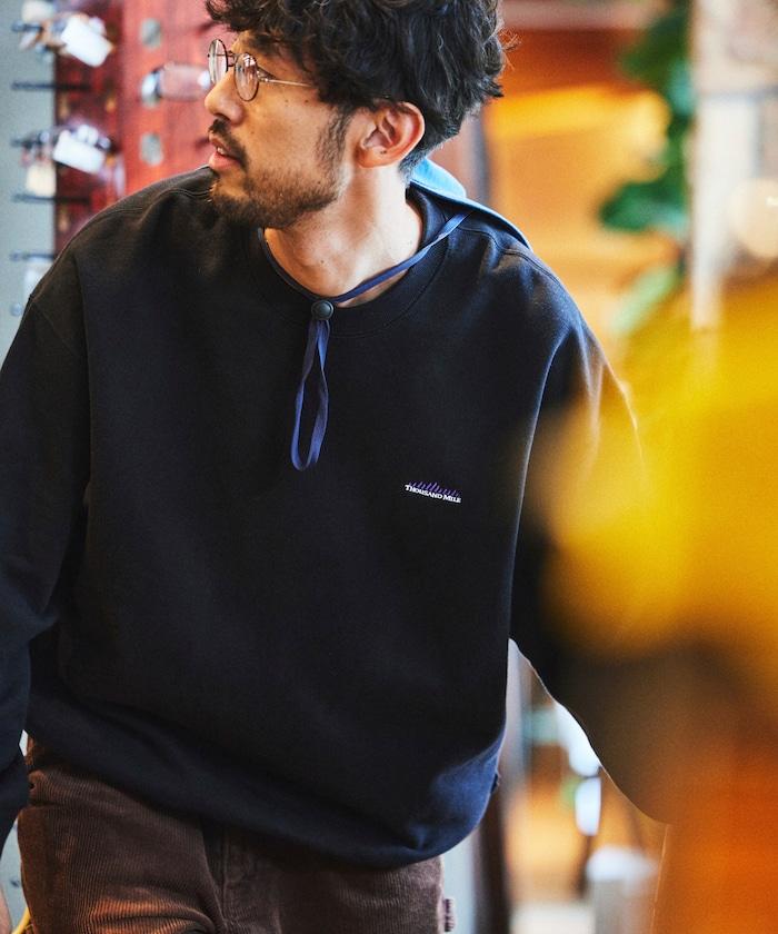 THOUSAND MILE×FREAK'S STORE/THOUSAND MILE特別款寬鬆版型單點刺繡圓領衛衣