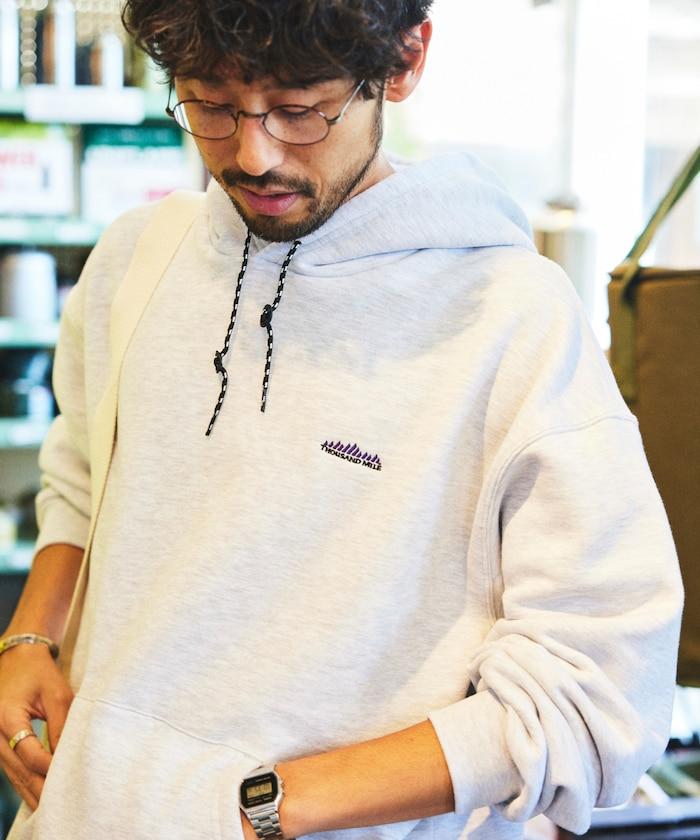THOUSAND MILE×FREAK'S STORE/サウザンドマイル 別注 ビッグシルエット ワンポイント刺繍 プルオーバー パーカー 【限定展開】