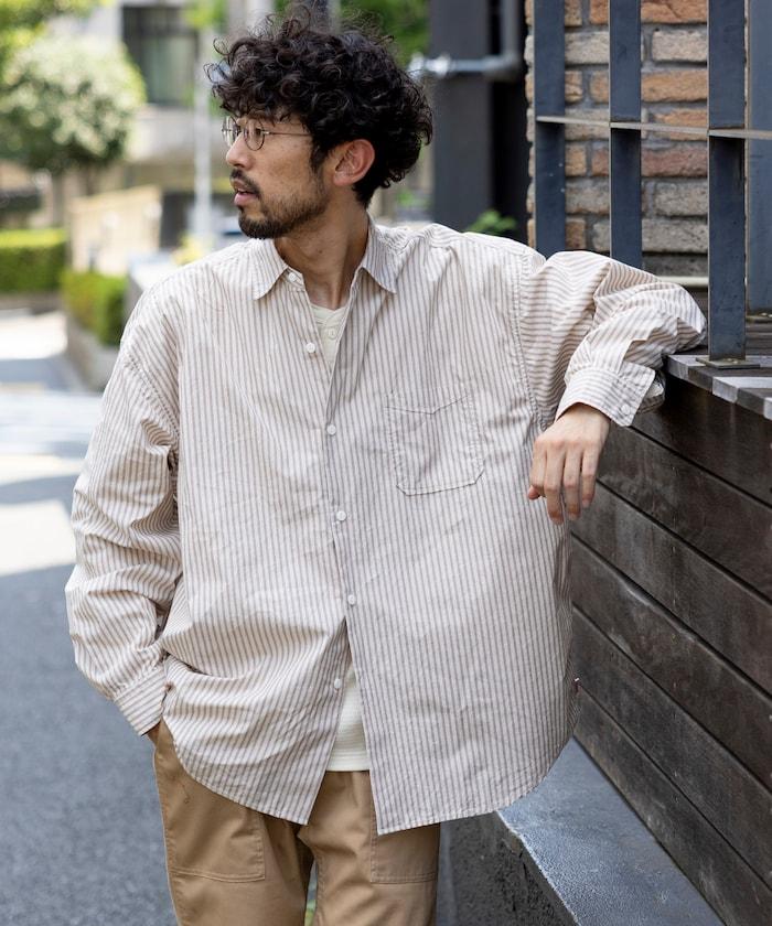 特別常規領寬幅長袖條紋襯衫