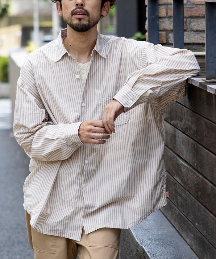 特別常規領寬幅長袖條紋襯衫