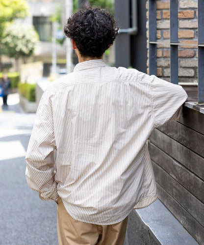 特別常規領寬幅長袖條紋襯衫