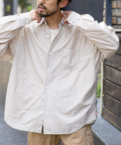 特別常規領寬幅長袖條紋襯衫