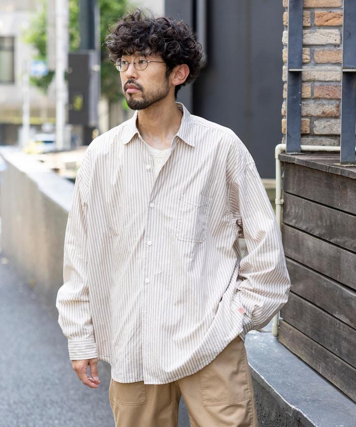 特別常規領寬幅長袖條紋襯衫