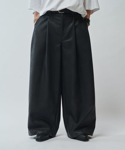 【SURJENT】 合成皮寬鬆直筒褲