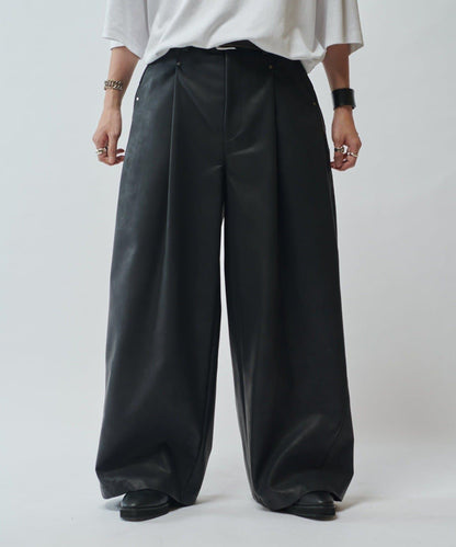 【SURJENT】 合成皮寬鬆直筒褲