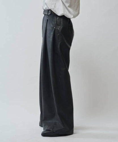 【SURJENT】 合成皮寬鬆直筒褲