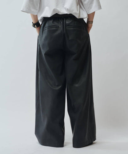 【SURJENT】 合成皮寬鬆直筒褲