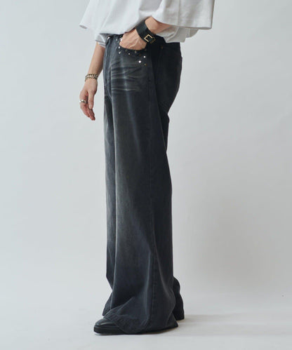 【SURJENT】 鉚釘寬鬆直筒牛仔褲