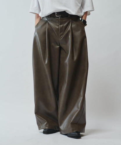 【SURJENT】 合成皮寬鬆直筒褲