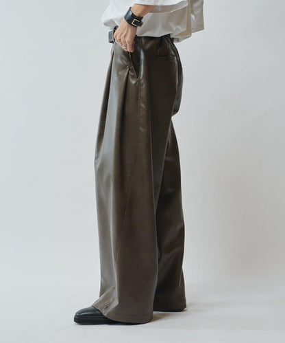 【SURJENT】 合成皮寬鬆直筒褲