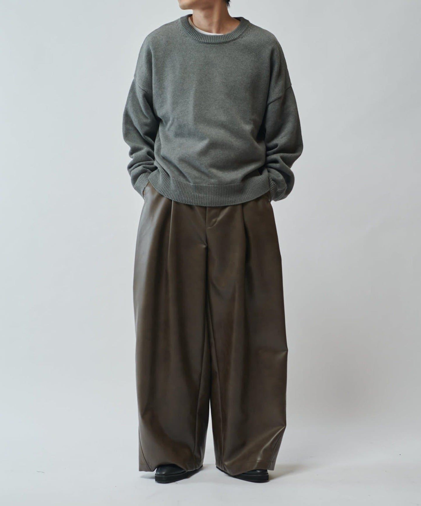 【SURJENT】 合成皮寬鬆直筒褲