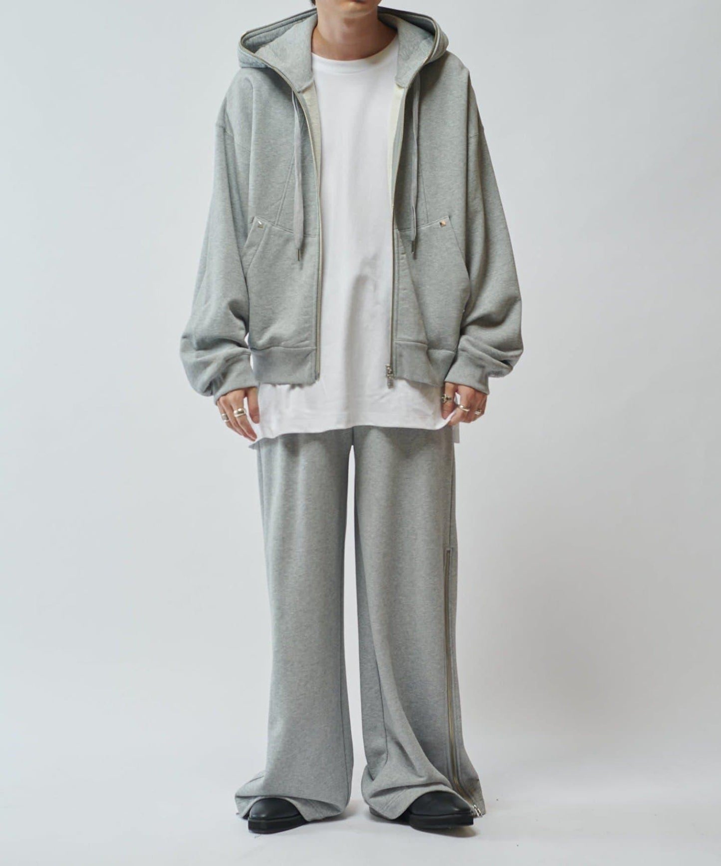 【SURJENT】 鉚釘拉鍊連帽衛衣