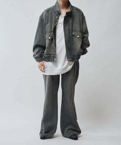 【SURJENT】 鉚釘寬鬆直筒牛仔褲