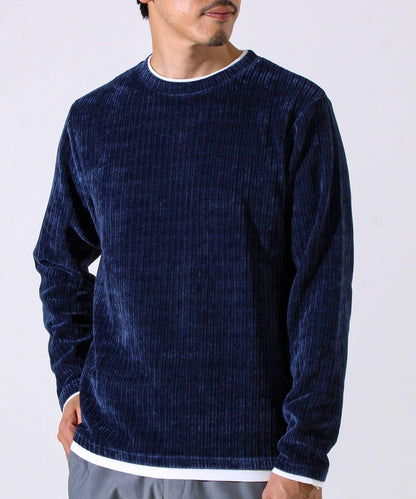 【疊穿感即刻時尚】燈芯絨假兩件長袖T恤