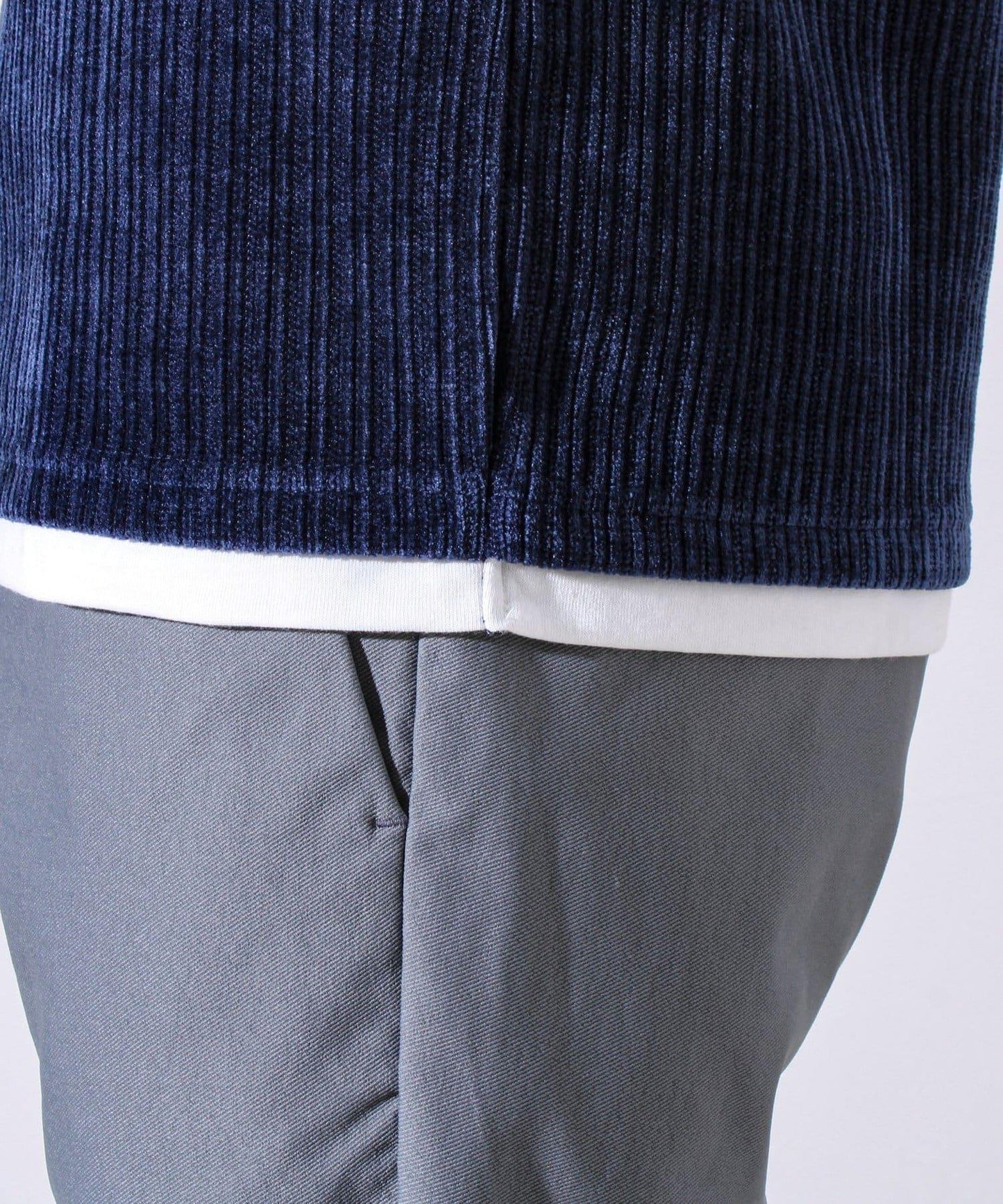 【疊穿感即刻時尚】燈芯絨假兩件長袖T恤