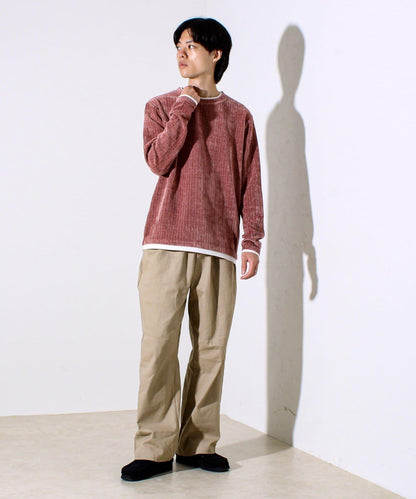 【疊穿感即刻時尚】燈芯絨假兩件長袖T恤